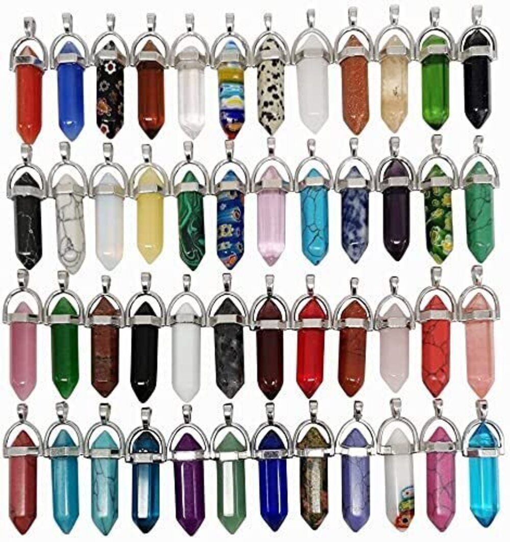 8039 Assorted 40pcs Glass Artificial Stone Like Bullet Shape Charm Healing